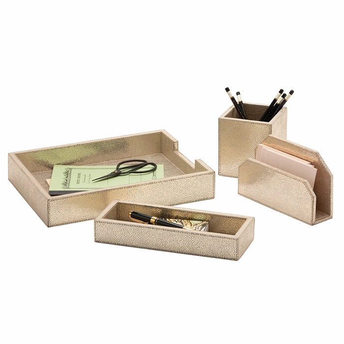 Viana Gold Foil Full-Grain Leather Accessory Set Home Decor Office Organization Convenient shopping