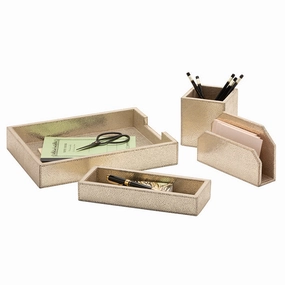 Viana Gold Foil Full-Grain Leather Accessory Set Home Decor Office Organization Convenient shopping