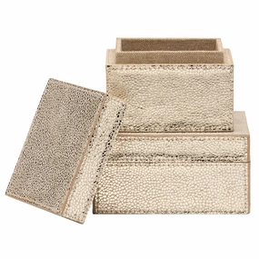 Viana Gold Foil Full-Grain Leather Canisters Set/2 Home Decor Office Organization Convenient shopping