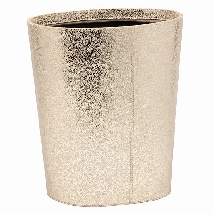 Viana Gold Foil Full-Grain Leather Oval Wastebasket Home Decor Office Organization Convenient shopping