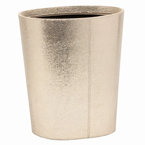 Viana Gold Foil Full-Grain Leather Oval Wastebasket Home Decor Office Organization Convenient shopping