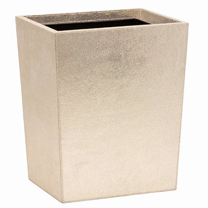Viana Gold Foil Full-Grain Leather Rectangular Wastebasket