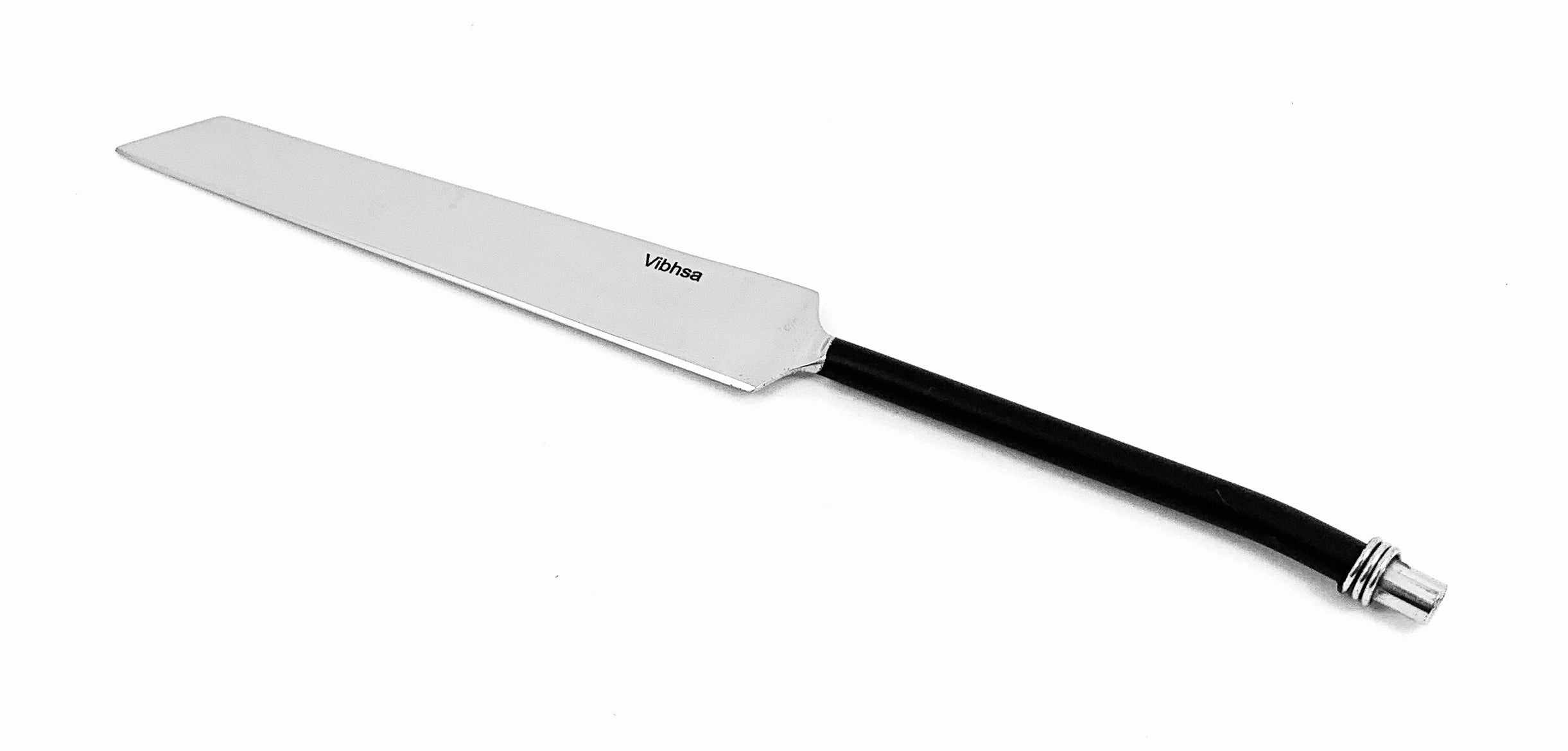 Vibhsa Cake Server and Knife Set (Black, Twisted Handle)