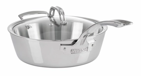 Viking Contemporary 3-Ply Stainless Steel 3.6 Qt. Saute Pan with Lid Cookware holiday sale