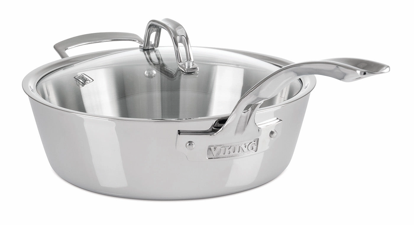 Viking Contemporary 3-Ply Stainless Steel 3.6 Qt. Saute Pan with Lid Cookware holiday sale