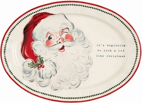 Vintage Santa Platter In White Dinnerware clearance deals