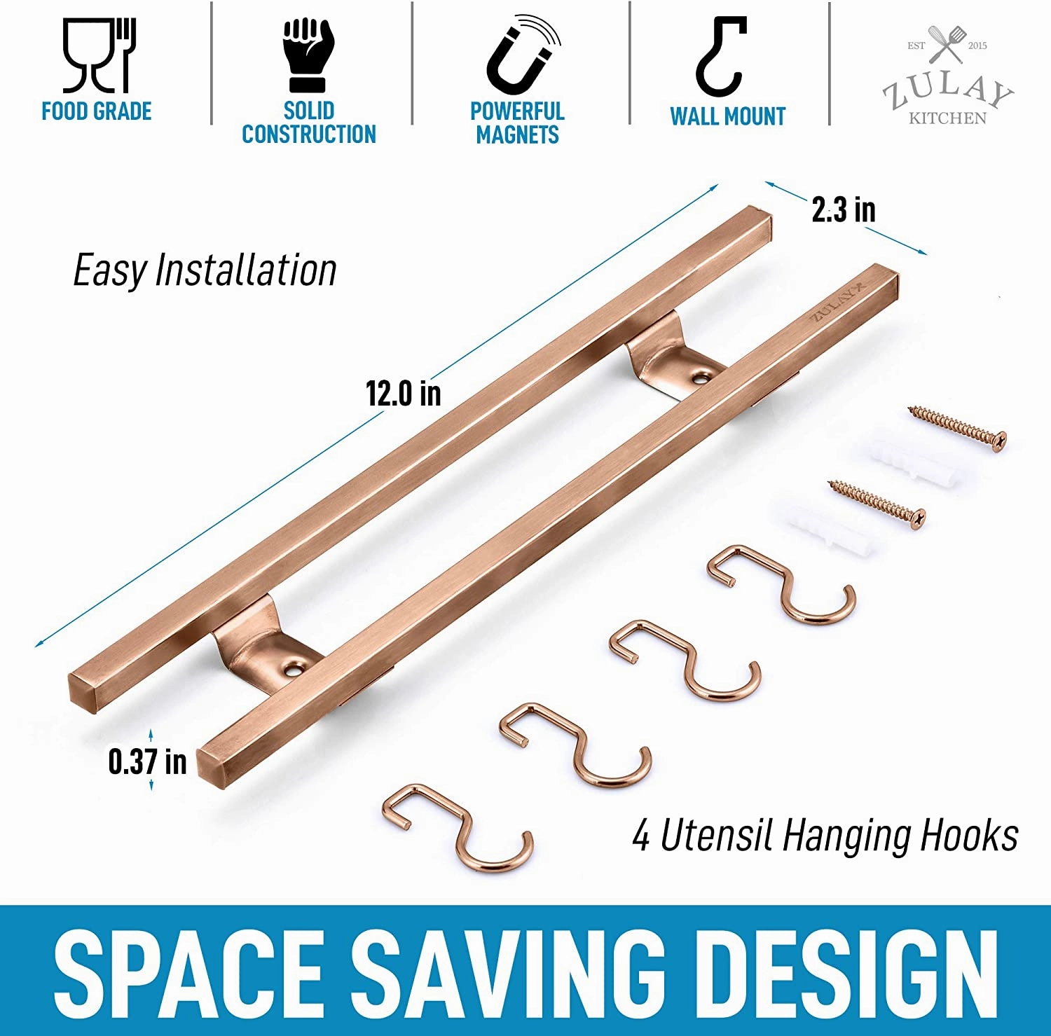 Wall Mount Magnetic Knife Strip & Organizer For Kitchen & Tools