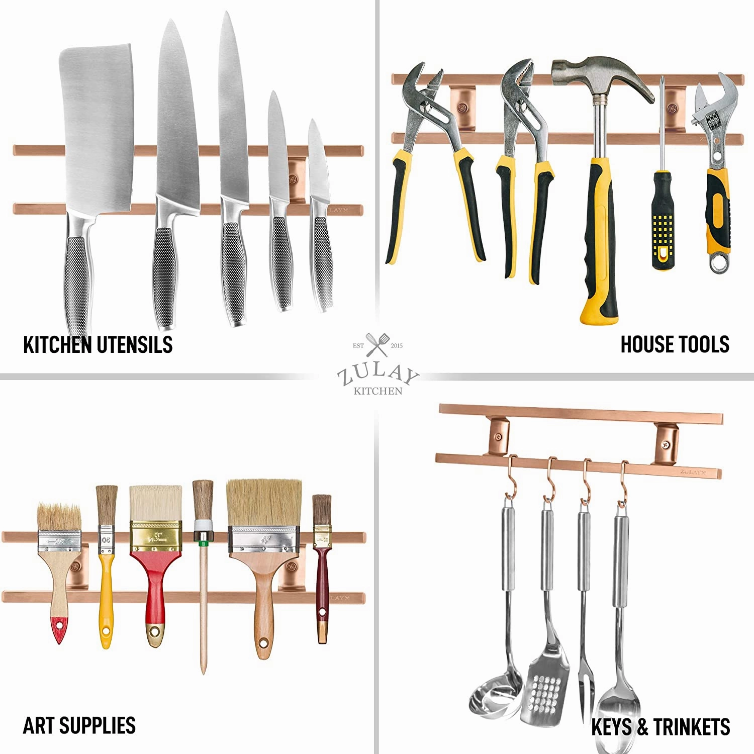 Wall Mount Magnetic Knife Strip & Organizer For Kitchen & Tools