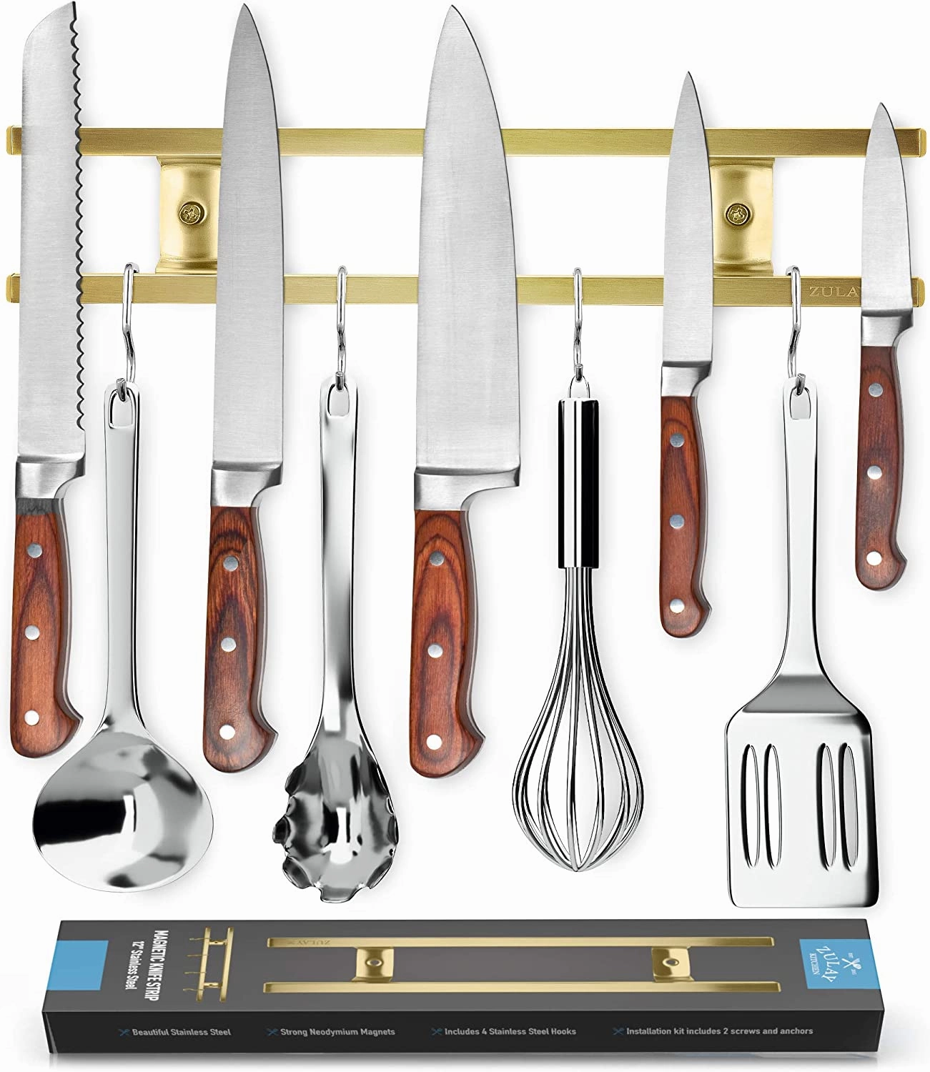 Wall Mount Magnetic Knife Strip & Organizer For Kitchen & Tools