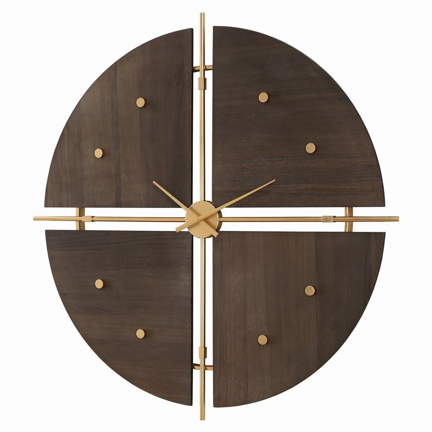 Walnut Elegance Wall Clock Metallic Gold Wall Clocks Timeless Sale