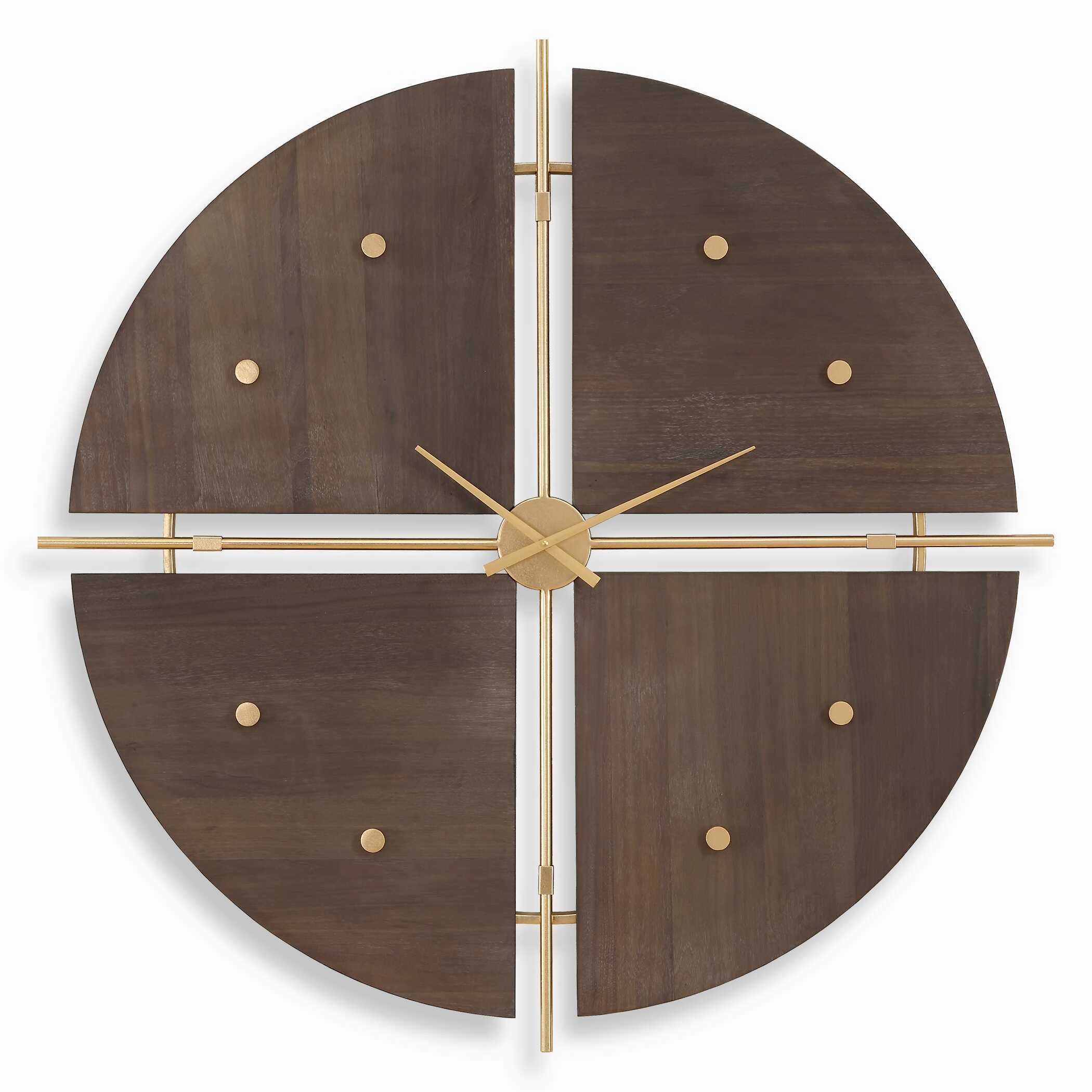 Walnut Elegance Wall Clock Metallic Gold Clocks decor discount