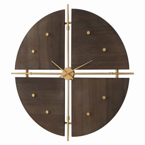 Walnut Elegance Wall Clock Metallic Gold Wall Clocks Timeless Sale