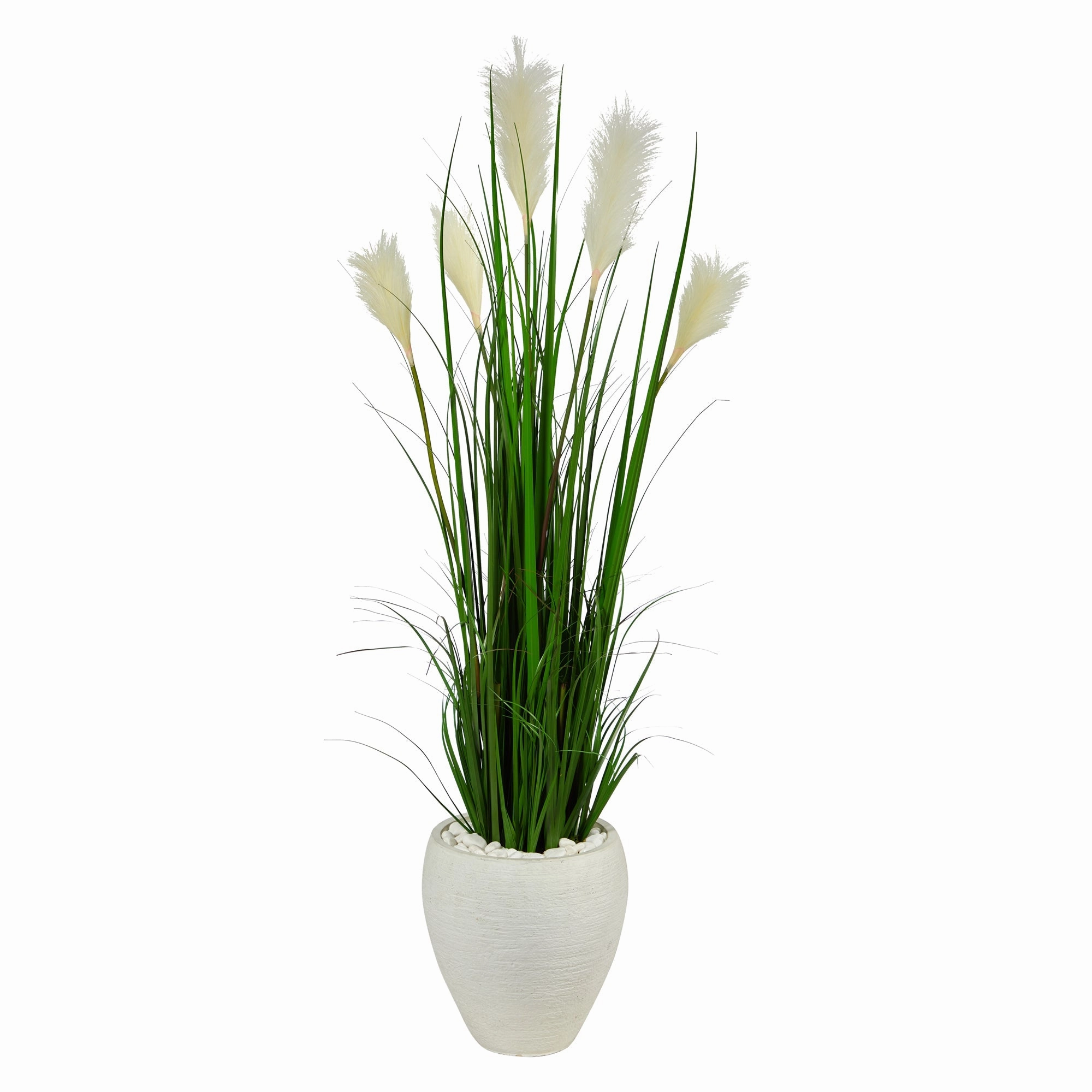 Wheat Plum Grass Artificial Plant in White Planter 4.5' Faux Florals home florals discount