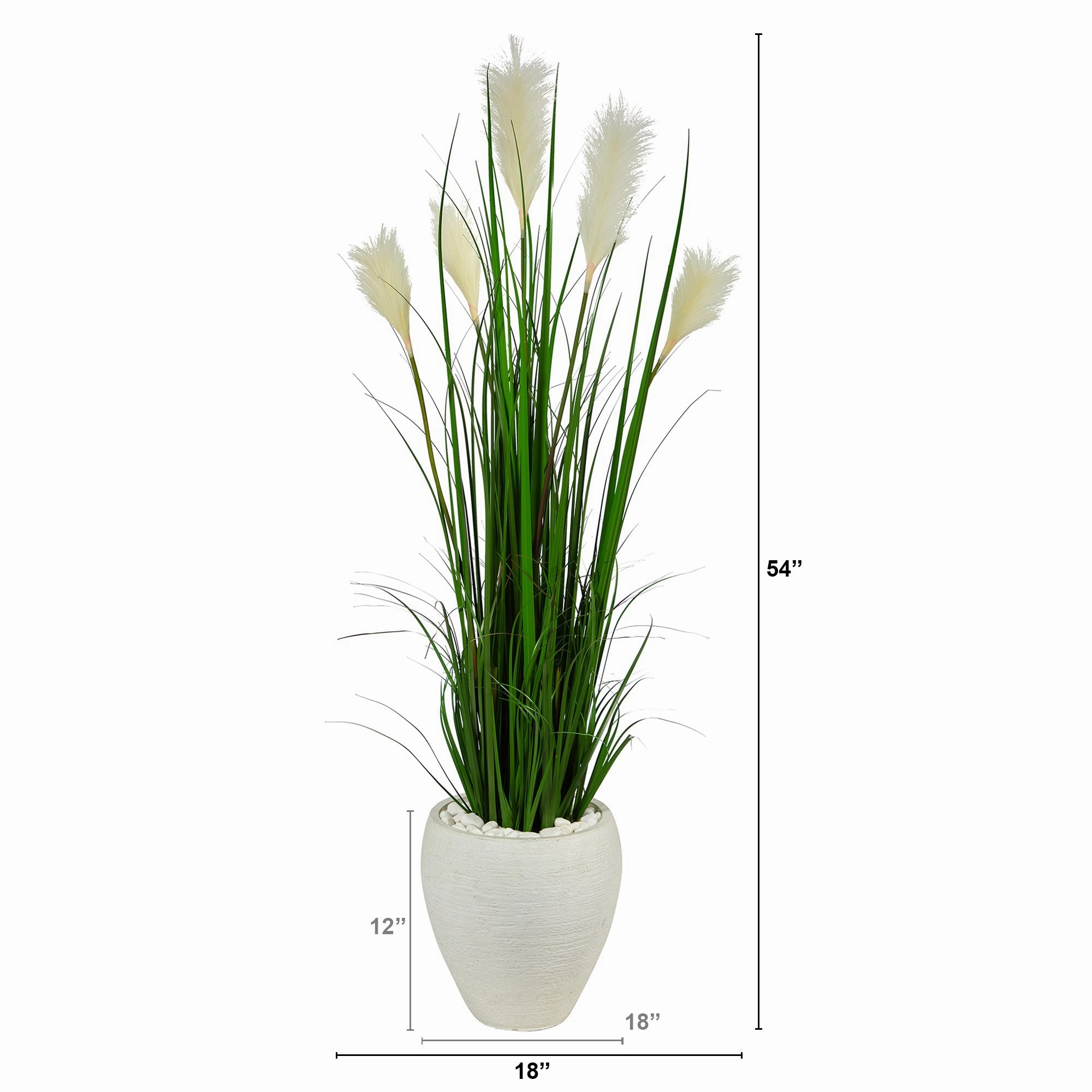 Wheat Plum Grass Artificial Plant in White Planter 4.5'