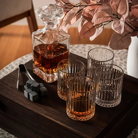 Whiskey Set Decanter with Glasses & Ice Stones Boxed Barware sale online