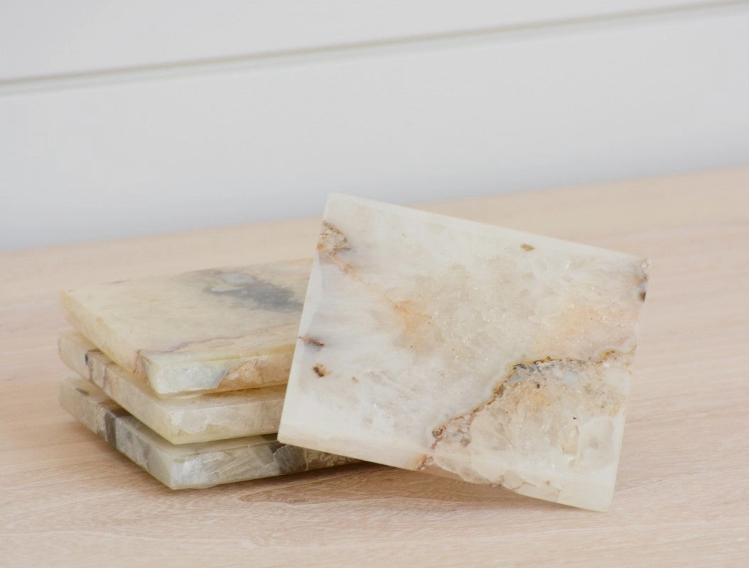 white agate coaster set Entertaining Servingware discount