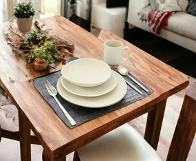 White and Natural Sixteen Piece Round Ceramic Service For Four Dinnerware Set Cooking Tools & Accessories outlet tools