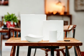 White Four Piece Square Bone China Dinnerware Set Cooking Tools & Accessories outlet tools