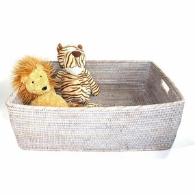 White Wash Rattan Basket Family Rectangular Decorative Baskets clearance deals