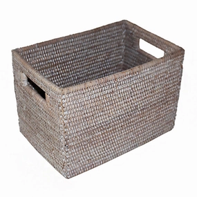 White Wash Rattan Rectangular Storage Basket 12x8 Decorative Baskets clearance deals