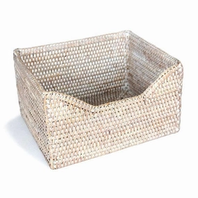 White Washed Rattan Small File Holder Basket Decorative Baskets clearance deals