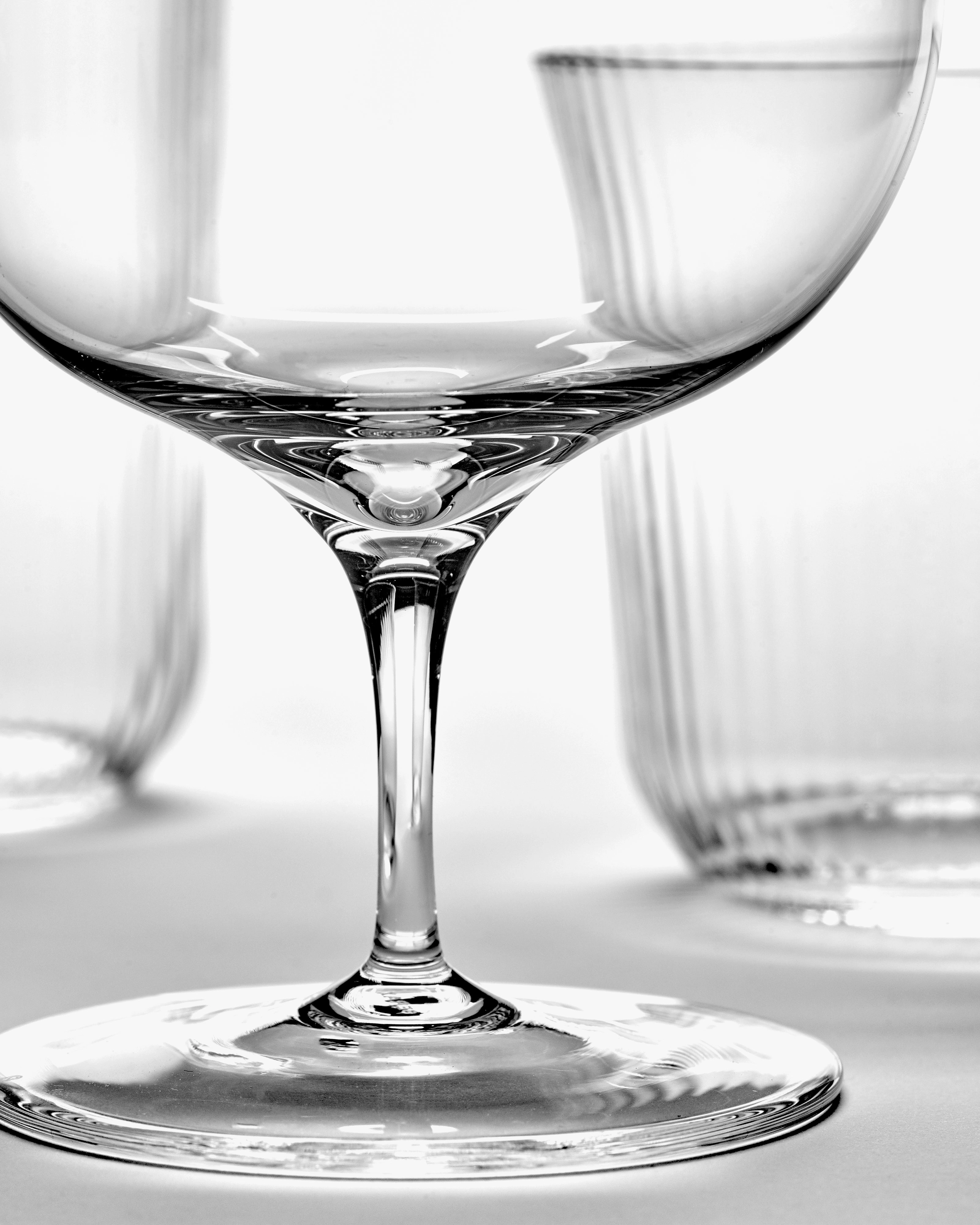 White wine glass transparent ribbed glass Inku Glassware Tableware discount