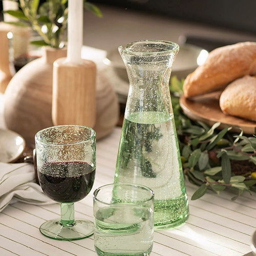 Wine Glass Bubble Green Glassware clearance picks