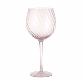 WINE GLASS Ribbed Swirl Blush 535ml Drinkware Bar Essentials