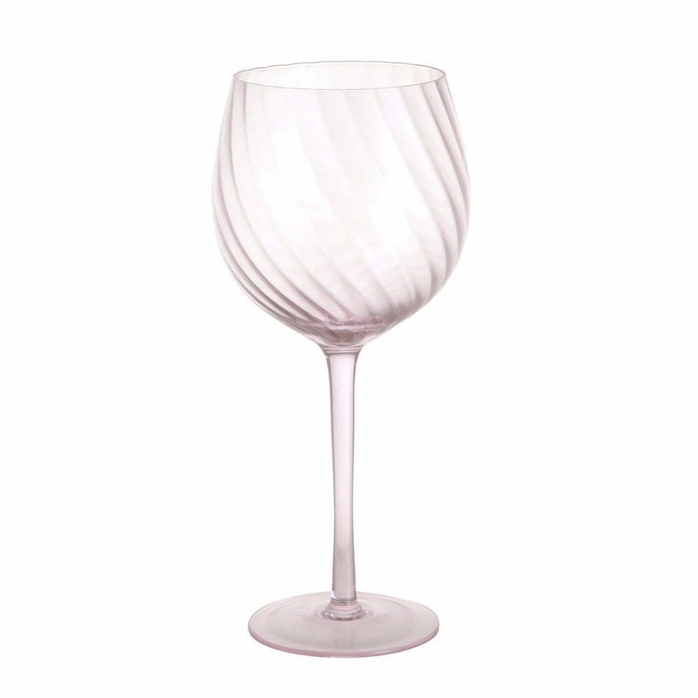 WINE GLASS Ribbed Swirl Blush 535ml Glassware clearance picks