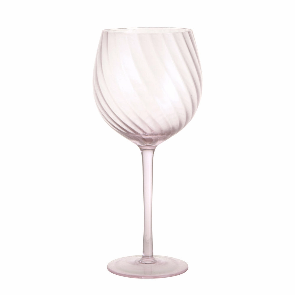 WINE GLASS Ribbed Swirl Blush 535ml Drinkware Bar Essentials