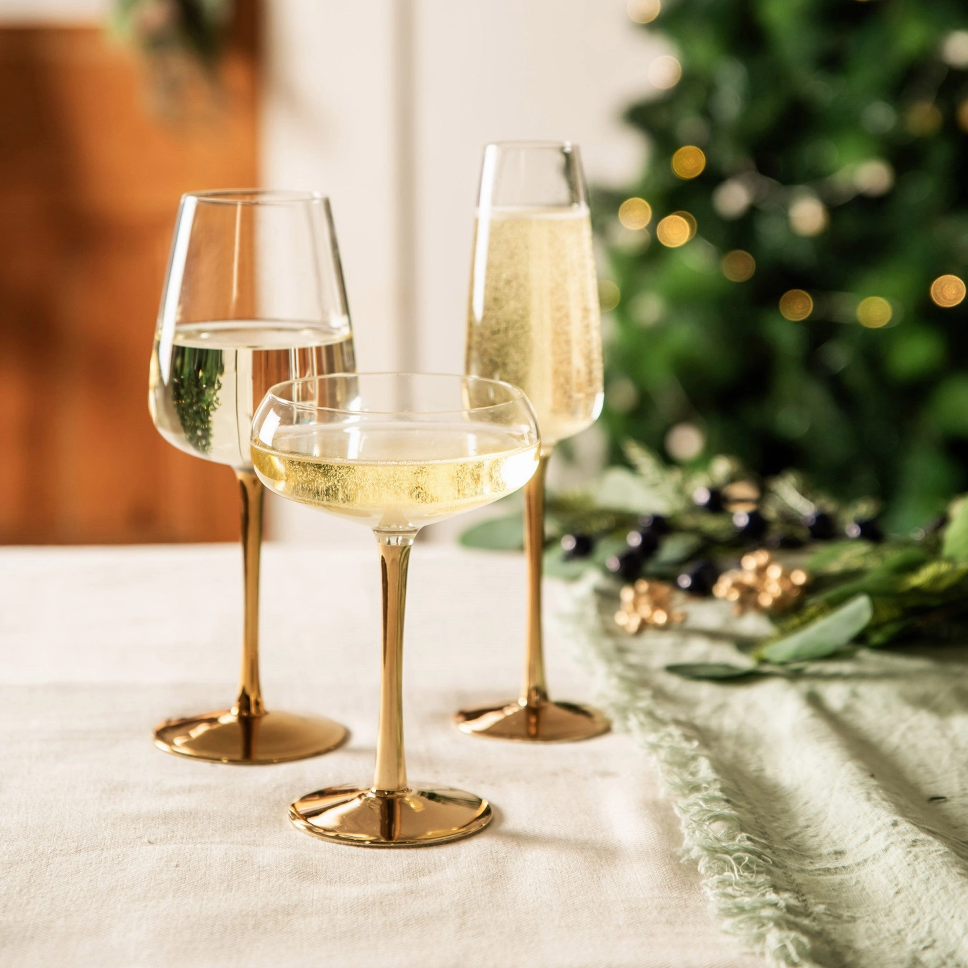 Wine Glass with Gold Stem Glassware clearance picks