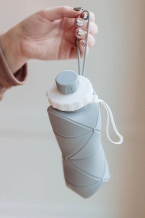 Women's Collapsing Silicon Water Bottle In Diamond Gray Cooking Tools & Accessories clearance kits