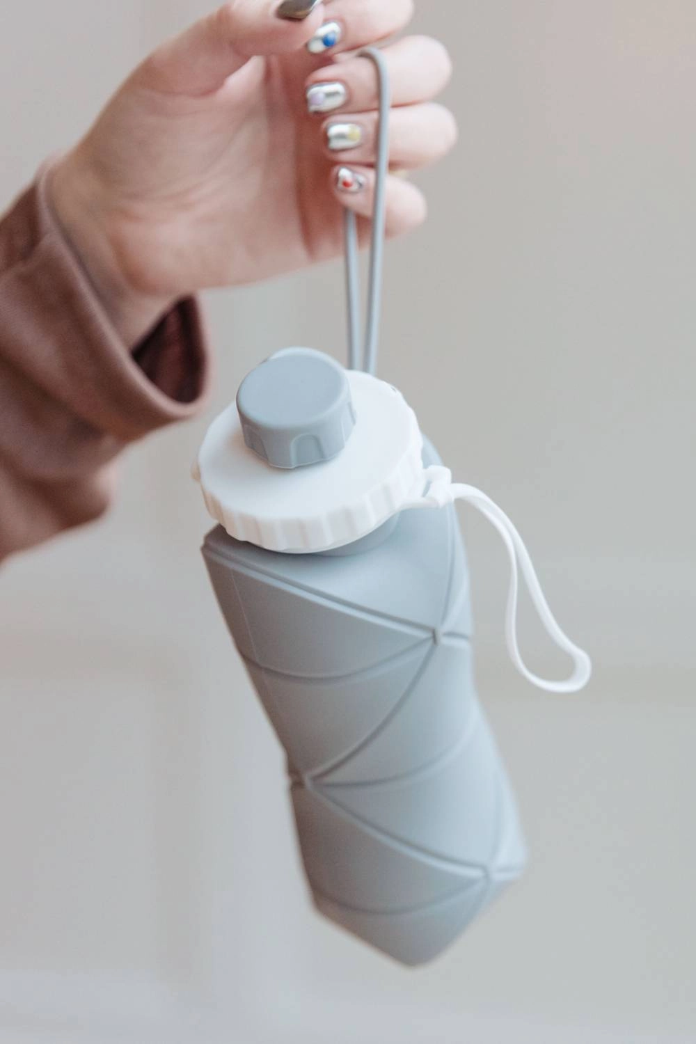 Women's Collapsing Silicon Water Bottle In Diamond Gray