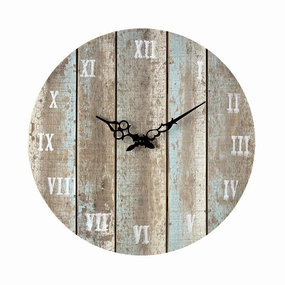 Wooden Roman Clock Weathered Blue Wall Clocks Timeless Sale