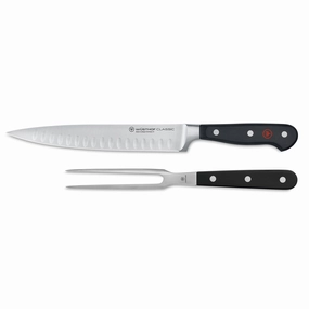 Wusthof Classic 2 Piece Carving Knife & Fork Set Hollow Edge Cutlery knife sets deals