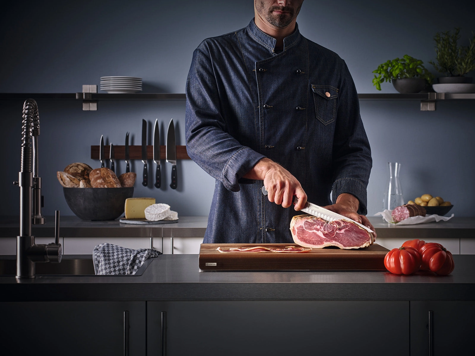 Wusthof Classic 2 Piece Carving Knife & Fork Set Hollow Edge