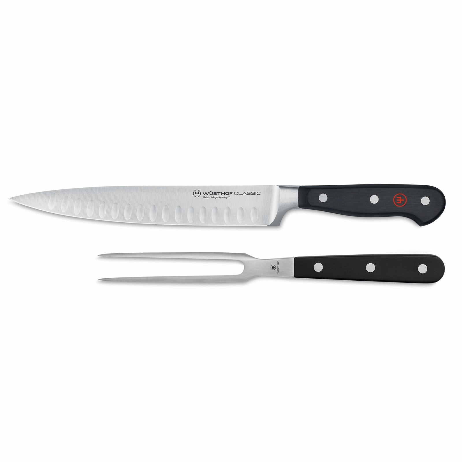 Wusthof Classic 2 Piece Carving Knife & Fork Set Hollow Edge Cutlery knife sets deals