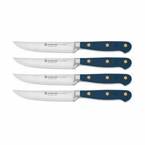 Wusthof Classic 4 Piece Steak Knife Set, Wild Blueberry Cutlery outlet discounts