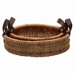 Yakima Natural Wicker Round Baskets Set/2 Decorative Baskets clearance deals