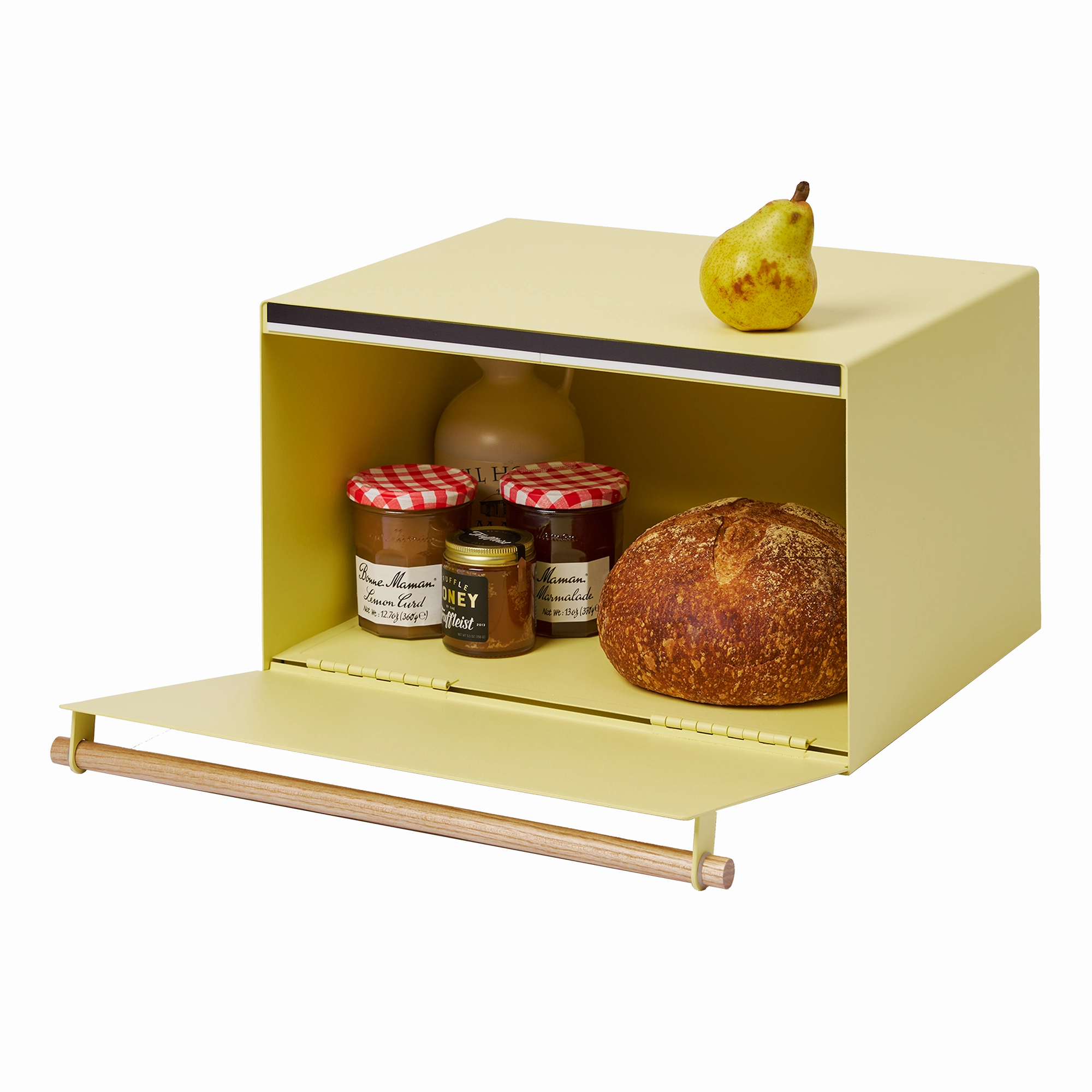 Yamazaki Home Bread Box - Two Styles, Steel   Wood, Horizontal, Supports 22.2 pounds, Handle, No Assembly