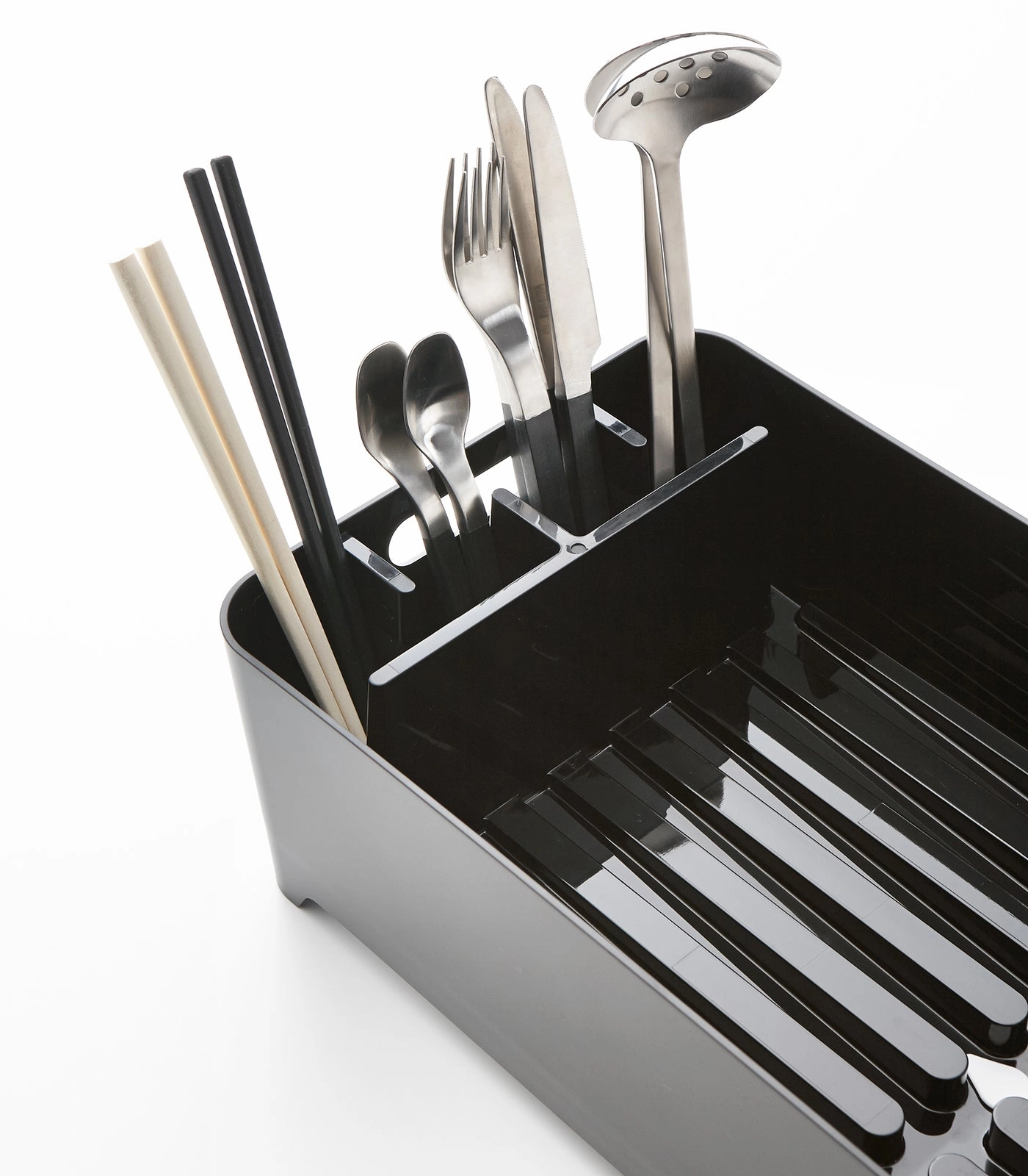 Yamazaki Home Dish Rack, ABS Plastic, 1.25 gallon, 4.5 liters, Supports 11 pounds, Built-in Utensil Holder, Draining Spout, Handles, No Assembly