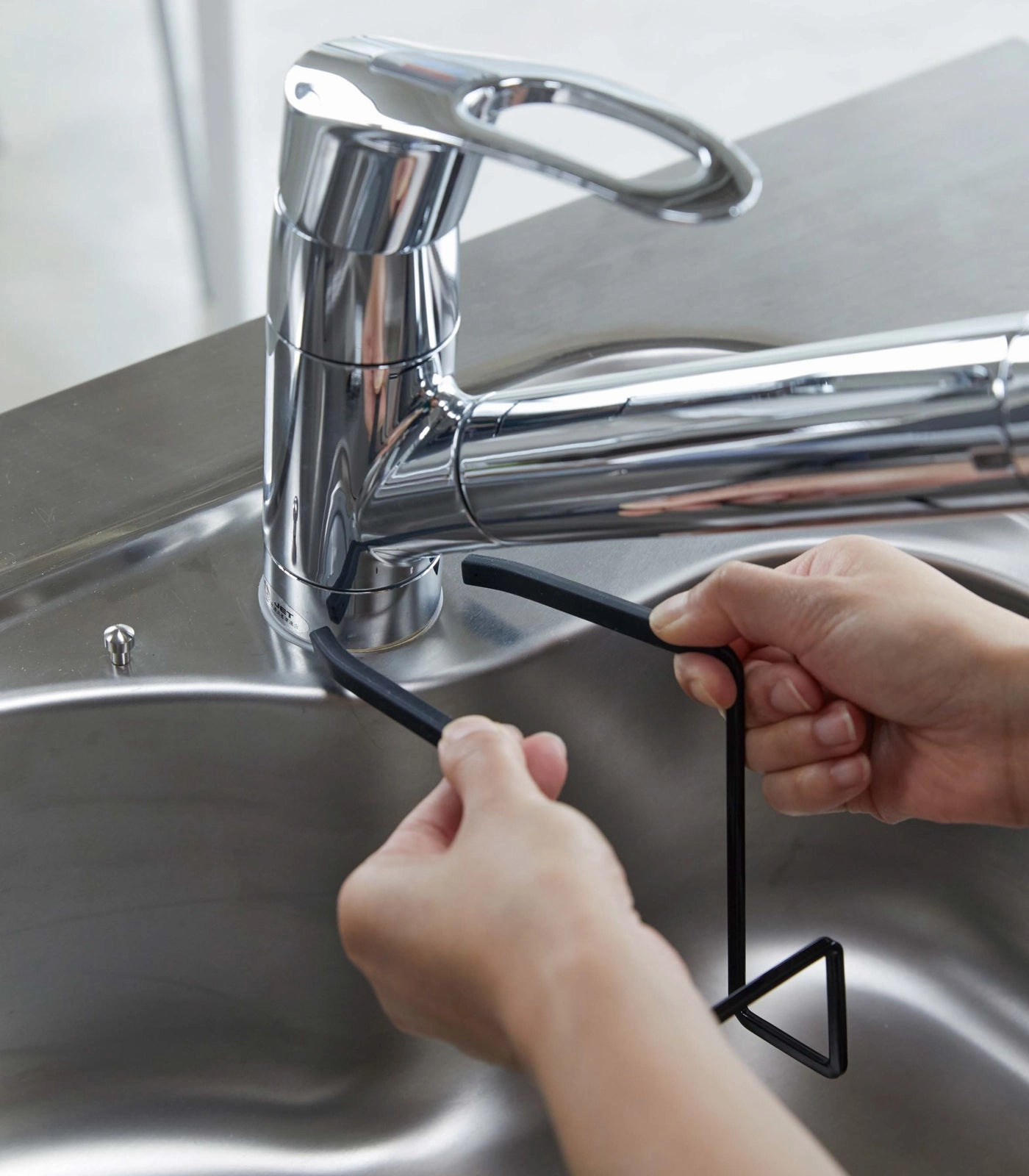 Yamazaki Home Faucet-Hanging Sponge Holder - Two Sizes, Steel, Single, Water Resistant, No Assembly
