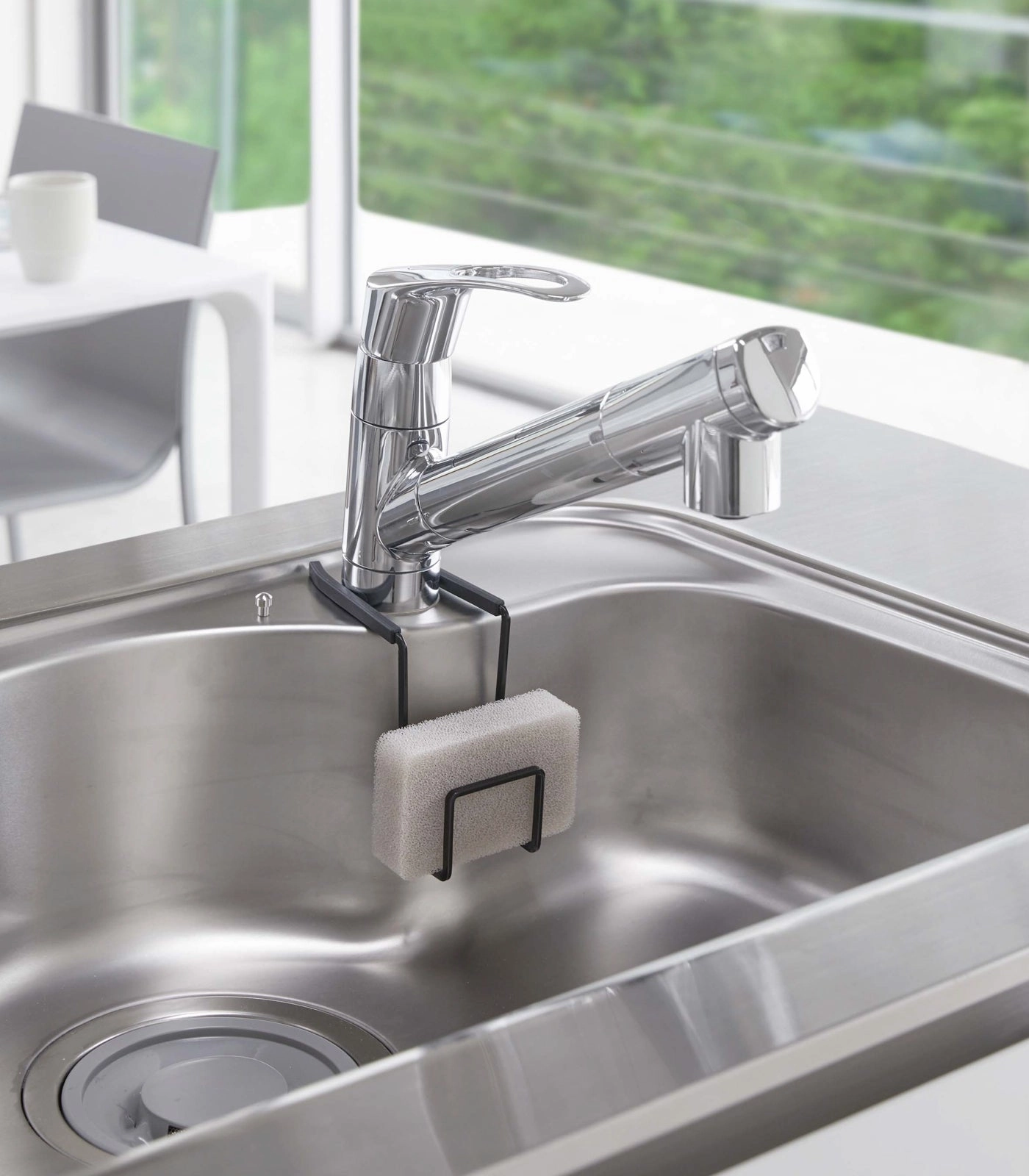 Yamazaki Home Faucet-Hanging Sponge Holder - Two Sizes, Steel, Single, Water Resistant, No Assembly
