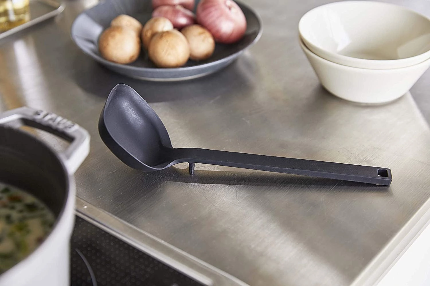 Yamazaki Home Floating Utensil - Four Styles, Silicone, Ladle, Dishwasher Safe, Floating Design, No Assembly