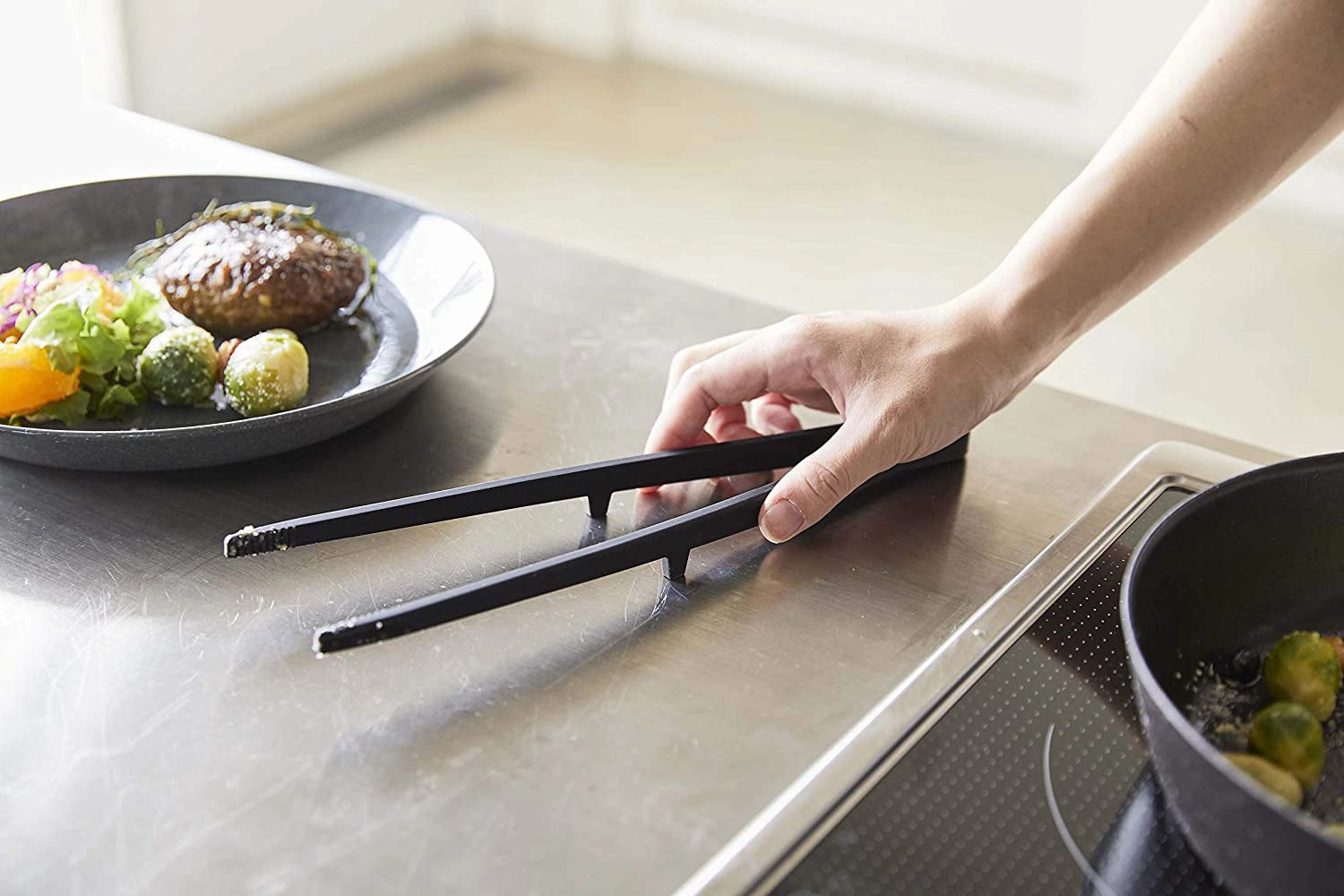 Yamazaki Home Floating Utensil - Four Styles, Silicone, Tweezer, Dishwasher Safe, Floating Design, No Assembly
