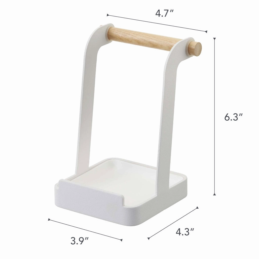 Yamazaki Home Lid and Ladle Stand, Steel   Wood, Water Resistant, No Assembly