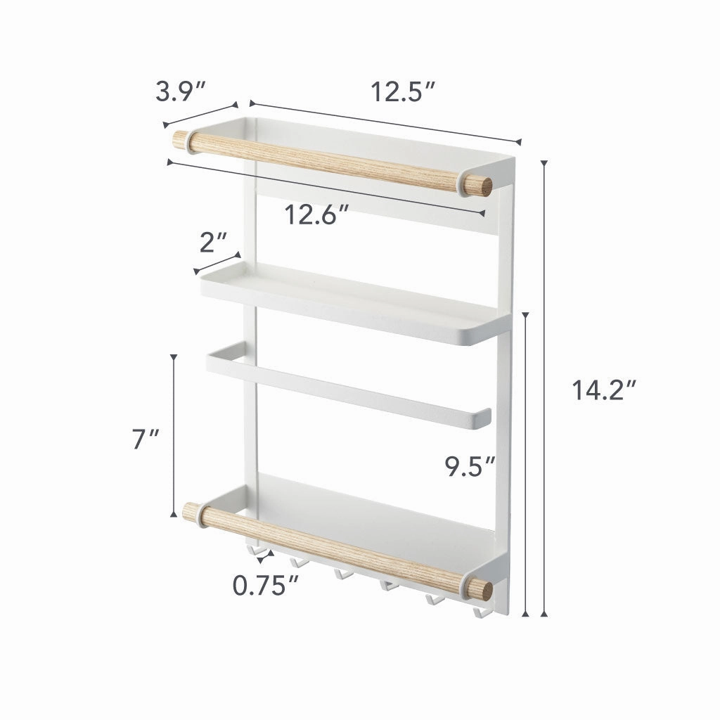 Yamazaki Home Magnetic Kitchen Organizer, Steel   Wood, Supports 8 pounds, Magnetic, No Assembly