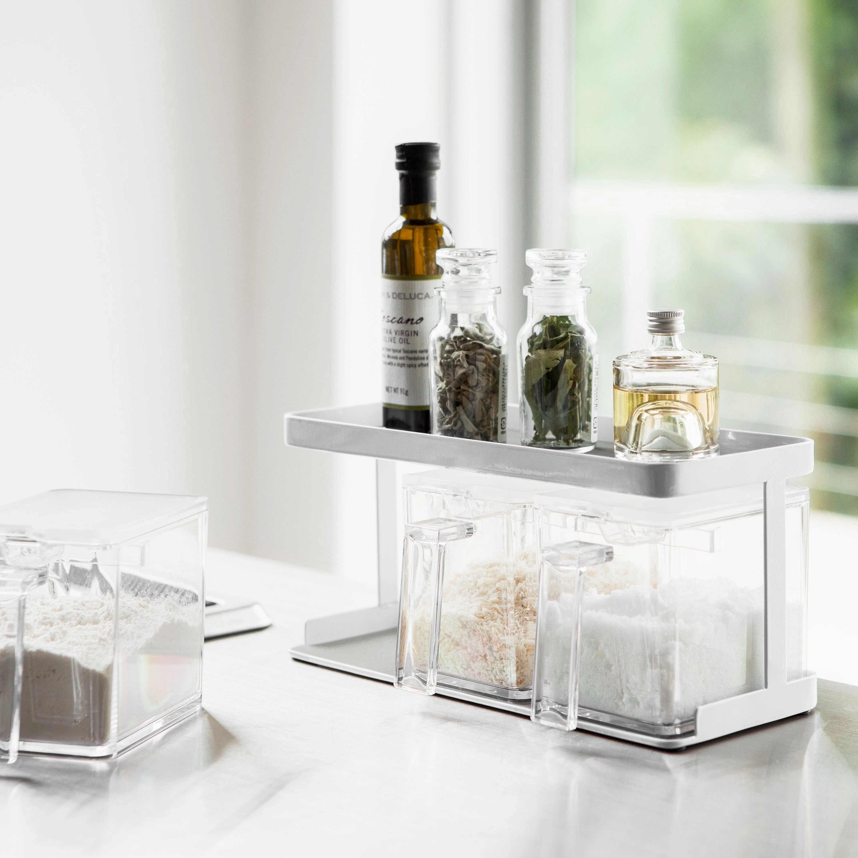 Yamazaki Home Pantry Organizer - Triple, Steel   Plastic, 8.25 cups, 1.95 liters, Handles, No Assembly