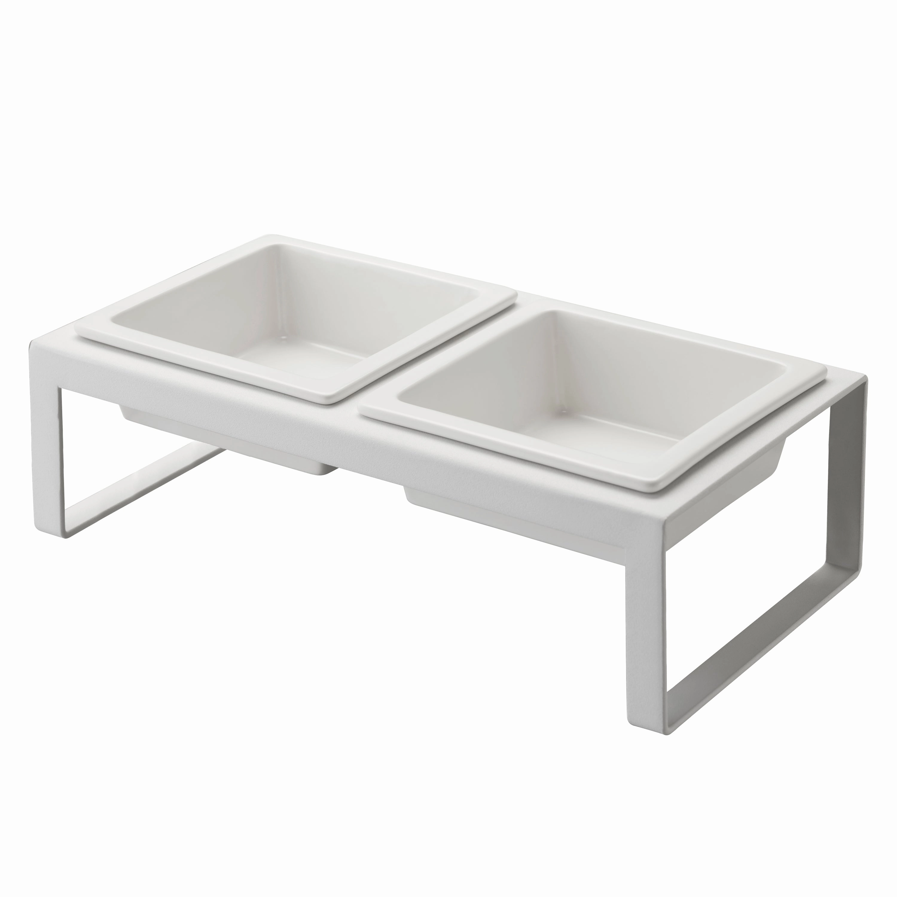 Yamazaki Home Pet Food Bowl - Two Styles, Steel   Ceramic, Tall, 1.25 cups, 300 milliliters per bowl, No Assembly