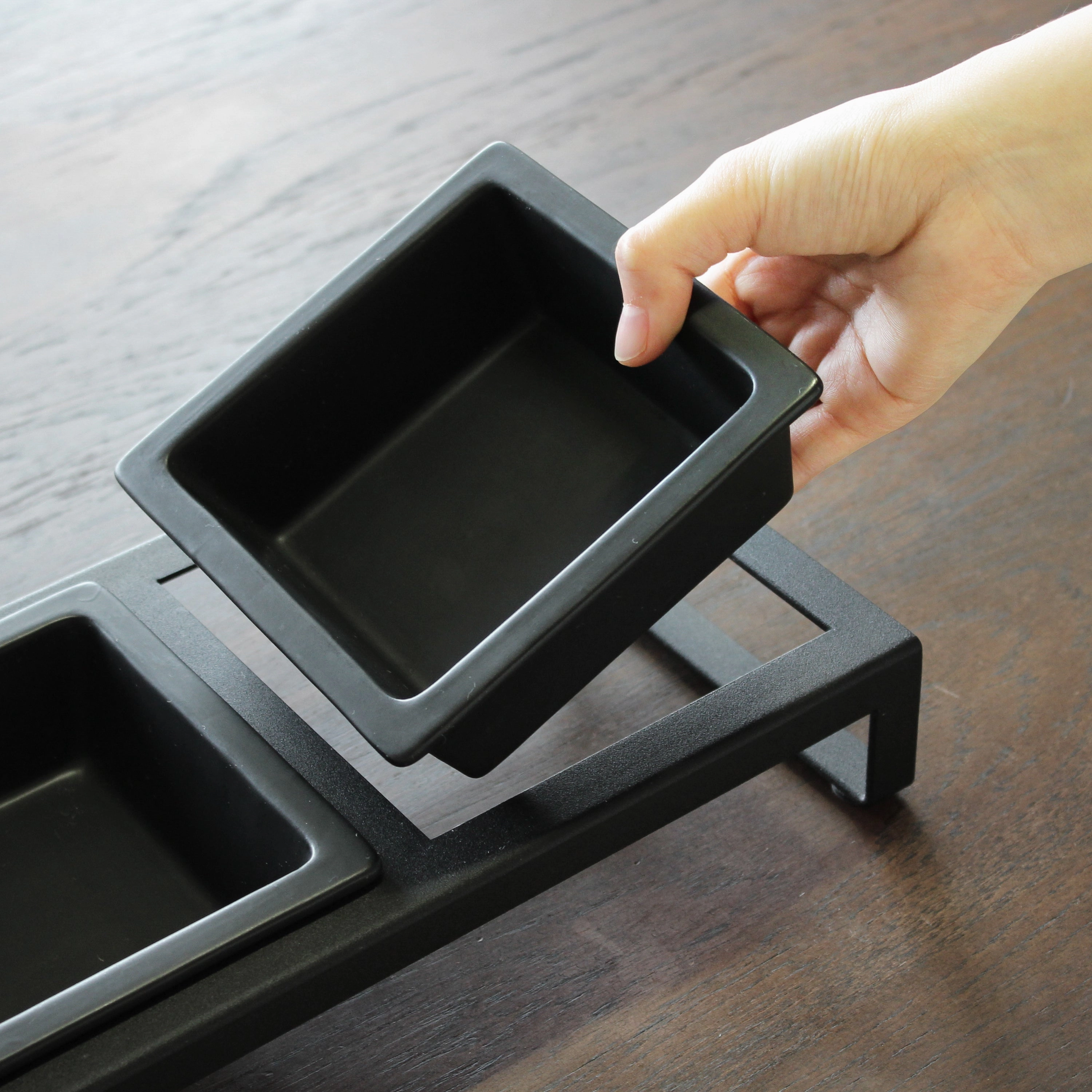 Yamazaki Home Pet Food Bowl - Two Styles, Steel   Ceramic, Tall, 1.25 cups, 300 milliliters per bowl, No Assembly